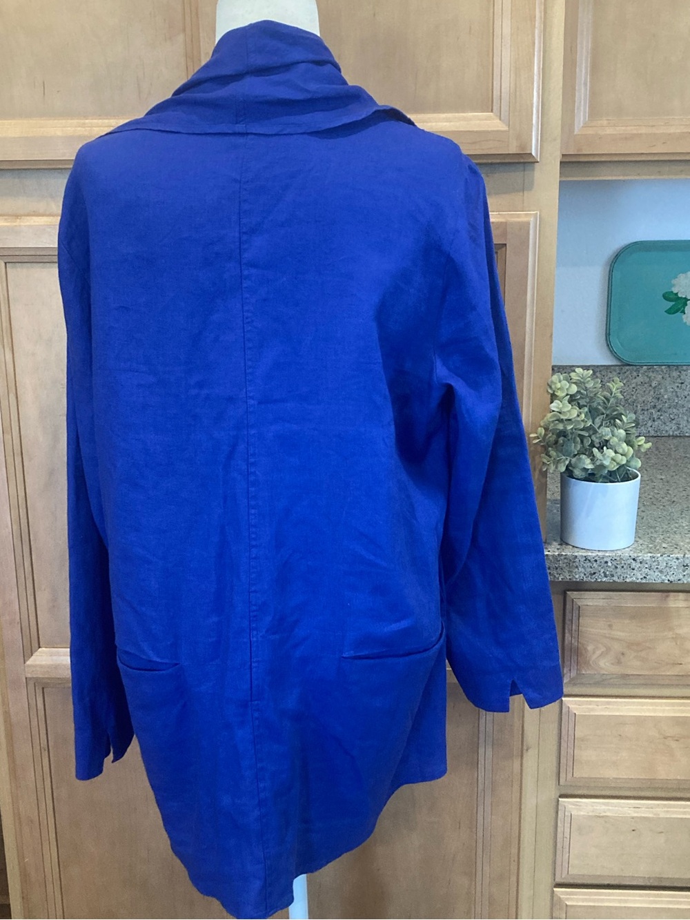 Soft Surroundings Cobalt Blue 100% Linen Open Jacket - Picture 3 of 4